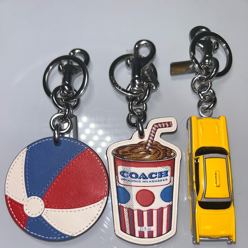 COACH Kids' Charm Keychain Trio in Red, Blue, White & Yellow